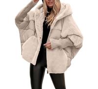 Wintermantel Damen Lang Muster Women's Hooded Long Sleeved Patchwork Winter Casual Coat Damen Kurzmantel Wolle (Beige, M)