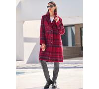 Wintermantel HEINE, Damen, Gr. 36, kirsche, schwarz, kariert, 75% Polyester, 25% Wolle, kariert, Mäntel Wintermantel (86722826-36) kirsche, schwarz, kariert