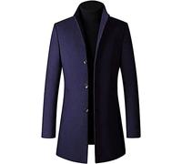Wintermantel Herren Mantel Slim Fit Wollmantel Business Mit Stehkragen(Blau,X-Large)