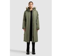 Wintermantel KHUJO "AGNETA2", Damen, Gr. S, muted grün, 100% Polyester, unifarben, eingesetzt Rippstrickbündchen mit Druckknöpfen, Mäntel Wintermantel (55344523-S) muted grün