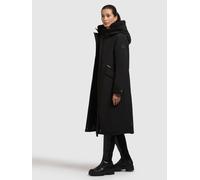 Wintermantel KHUJO "AGNETA2", Damen, Gr. S, schwarz, 100% Polyester, unifarben, regular fit knielang, eingesetzt Rippstrickbündchen mit Druckknöpfen, Mäntel Wintermantel (82980053-S) schwarz