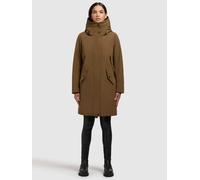 Wintermantel KHUJO "CHARLYN4", Damen, Gr. S, grün (khaki), Web, 100% Polyester, unifarben, regular fit ca. Mitte Oberschenkel, eingesetzt elastischer Bund mit Windstopper, Mäntel Wintermantel (5726075