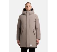 Wintermantel KHUJO "Fogg", Herren, Gr. L (52), beige, Obermaterial: 100% Polyester; Innenfutter: 100% Nylon; Wattierung: 100% Polyester, Basic, gerade ca. Mitte Oberschenkel, hoch geschlossener Aussch