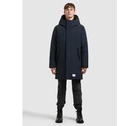 Wintermantel KHUJO "FOGG2", Herren, Gr. L, blau (nightfall navy), Web, 100% Polyester, unifarben, regular fit ca. Mitte Oberschenkel, eingesetzt elastischer Bund mit Windstopper, Mäntel Wintermantel (