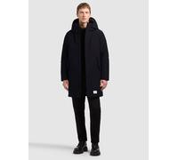 Wintermantel KHUJO "FOGG2", Herren, Gr. L, schwarz (steel depth grau), Web, 100% Polyester, unifarben, regular fit ca. Mitte Oberschenkel, eingesetzt elastischer Bund mit Windstopper, Mäntel Winterman