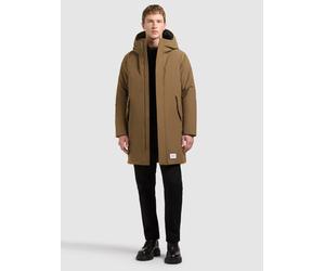 Wintermantel KHUJO "FOGG2", Herren, Gr. XXL, braun (oozey braun), Web, 100% Polyester, unifarben, regular fit ca. Mitte Oberschenkel, eingesetzt elastischer Bund mit Windstopper, Mäntel Wintermantel (