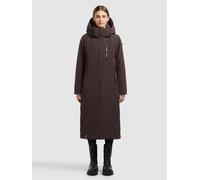 Wintermantel KHUJO "LOFI4", Damen, Gr. M, braun (moody plum), Web, 100% Polyester, unifarben, regular fit wadenlang, eingesetzt elastischer Bund mit Windstopper, Mäntel Wintermantel (11353443-M) moody