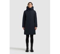 Wintermantel KHUJO "NELLEN2", Damen, Gr. M, blau (port blau), Canvas, 100% Polyester, unifarben, regular fit knielang, eingesetzt elastischer Bund mit Windstopper, Mäntel Wintermantel (28641844-M) por