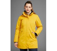 Wintermantel MAIER SPORTS, Damen, Gr. 46, gold (nugget gold), Obermaterial: 100% Polyester, hoch geschlossener Ausschnitt, Windstopperbündchen mit Druckknöpfen, Mäntel Wintermantel, Wasser- & winddich