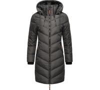 MARIKOO Damen Wintermantel Warmer Steppmantel lang mit Verstellbarer Kapuze Armasa Anthracite Gr. L