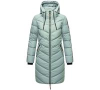 MARIKOO Damen Wintermantel Warmer Steppmantel lang mit Verstellbarer Kapuze Armasa Smokey Mint Gr. L