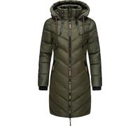 Wintermantel MARIKOO "Armasa", Damen, Gr. S (36), grün, 100% Polyester, tailliert ca. Mitte Oberschenkel, hoch geschlossener Ausschnitt, Ärmel ohne Ärmelschlitz Rippstrickbündchen, Mäntel Wintermantel