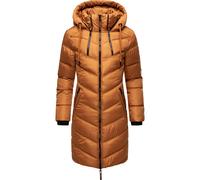 MARIKOO Damen Wintermantel Warmer Steppmantel lang mit Verstellbarer Kapuze Armasa Rusty Cinnamon Gr. XL