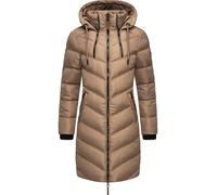 Wintermantel MARIKOO "Armasa" Gr. XS (34), grau (taupe) Damen Mäntel Wintermäntel modischer Winter Steppmantel mit Kapuze (95916209-XS) taupe