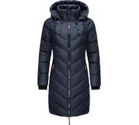 Wintermantel MARIKOO "Armasa", Damen, Gr. XXL (44), blau, 100% Polyester, tailliert ca. Mitte Oberschenkel, hoch geschlossener Ausschnitt, Ärmel ohne Ärmelschlitz Rippstrickbündchen, Mäntel Wintermant