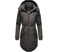 Wintermantel MARIKOO "Kamii" Gr. XS (34), grau (anthrazit) Damen Mäntel Wintermäntel sportlicher Winterparka mit abnehmb. Kapuze (14988632-XS)