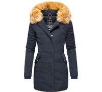 Wintermantel MARIKOO "Karmaa", Damen, Gr. XXL (44), blau (navy), Obermaterial: 100% Polyester. Futter: 100% Polyester. Wattierung: 100% Polyester. Ärmelfutter: 100% Polyester. Kunstfell: 90% Polyacryl