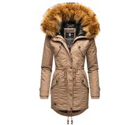 Wintermantel MARIKOO "La Viva Prc", Damen, Gr. XS (34), grau (taupe), Oberstoff: 100% Baumwolle, Futter: 100% Polyester, Wattierung: 100% Polyester, Ärmelfutter: 100% Polyester, Kunstpelz: 90% Polyacr