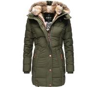 Wintermantel MARIKOO "Lieblings Jacke", Damen, Gr. XS (34), grün (olivgrün), Oberstoff: 100% Polyester; Futter: 100% Polyester; Wattierung: 100% Polyester; Ärmelfutter: 100% Polyester; Kunstpelz: 90%