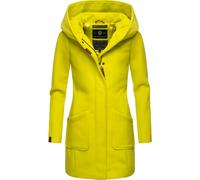 Wintermantel MARIKOO "Maikoo", Damen, Gr. L (40), grün (lime), Oberstoff: 90% Polyacryl, 8% Viskose, 2% Elasthan; Futter: 100% Polyester; Ärmelfutter: 100% Polyester, tailliert Po-bedeckend, Ärmel ohn