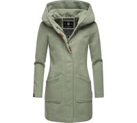 Wintermantel MARIKOO "Maikoo", Damen, Gr. L (40), grün (rauchmint), Oberstoff: 90% Polyacryl, 8% Viskose, 2% Elasthan; Futter: 100% Polyester; Ärmelfutter: 100% Polyester, tailliert Po-bedeckend, Ärme