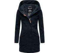 Wintermantel MARIKOO "Maikoo", Damen, Gr. XL (42), blau (schwarz navy), Oberstoff: 90% Polyacryl, 8% Viskose, 2% Elasthan. Futter: 100% Polyester. Ärmelfutter: 100% Polyester, tailliert Po-bedeckend,