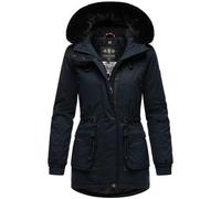 Wintermantel MARIKOO "Olessaa", Damen, Gr. M (38), blau, Obermaterial: 100% Baumwolle. Futter: 100% Polyester. Wattierung: 100% Polyester. Ärmelfutter: 100% Polyester. Kunstfell: 90% Polyacryl, 10% Po