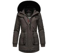 Wintermantel MARIKOO "Olessaa", Damen, Gr. XS (34), grau (anthrazit), Obermaterial: 100% Baumwolle; Futter: 100% Polyester; Wattierung: 100% Polyester; Ärmelfutter: 100% Polyester; Kunstfell: 90% Poly