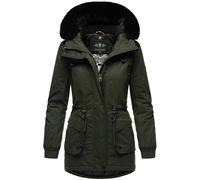 Navahoo Damen Winterjacke Wintermantel Baumwoll-Parka mit abnehmbarem Kunstfell Olessaa Olive Gr. XS