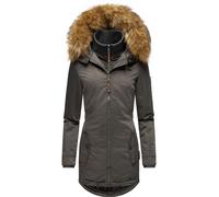 Wintermantel MARIKOO "Sanakoo", Damen, Gr. M (38), grau (anthrazit), Oberstoff: 100% Polyester. Futter: 100% Polyester. Wattierung: 100% Polyester. Ärmelfutter: 100% Polyester. Kunstpelz: 90% Polyacry