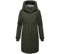 Navahoo Damen Langer Mantel warme Winterjacke mit Kapuze und magnetischen Knöpfen Domingaa 14 Olive Gr. XXL