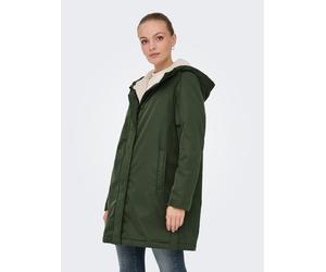 Wintermantel ONLY "ONLFELINA LIFE PARKA OTW NC", Damen, Gr. M, grün (kalamata), Web, Obermaterial: 100% Polyester, unifarben, regular fit, hoch geschlossener Ausschnitt, Mäntel Wintermantel (15181842-