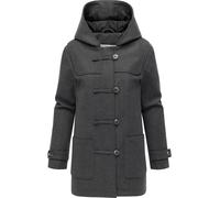 Ragwear Damen leichter, kurzer Wintermantel in Wolloptik mit Reißverschluss und Knopfleiste im Duffle Style Parka Duffina YOUMODO Dark Grey Gr. M
