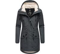 Ragwear Damen Mantel Lange warme Winterjacke mit Teddyfell-Kapuze Elsie Intl Dark Grey24 Gr. XL