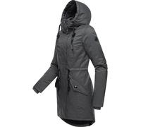 Ragwear Damen Wintermantel warm gefütterter Parka lang wasserdicht mit Kapuze Elsie Melange Black Gr. 4XL