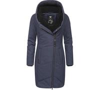 Wintermantel RAGWEAR "Gordon Long" Gr. L (40), blau (marine) Damen Mäntel Wintermäntel gesteppter Winterparka mit asymmetrischem Kragen (88363121-L)