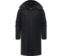 Ragwear Herren warmer langer wasserdichter Wintermantel in Wolloptik mit abnehmbarer Kapuze Isaq Felt YOUMODO Black Gr. M