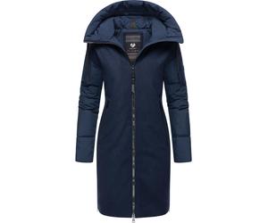Wintermantel RAGWEAR "Jumana", Damen, Gr. L (40), blau (navy), Obermaterial: 100% Polyester; Futter: 100% Polyester; Wattierung: 100% Polyester, gerade ca. Mitte Oberschenkel, hoch geschlossener Aussc