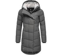 Ragwear Damen Wintermantel Warmer Steppmantel lang mit Kapuze Pavla Intl Grey22 Gr. M