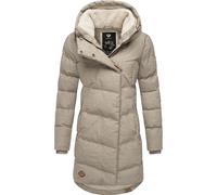 Ragwear Damen Wintermantel Warmer Steppmantel lang mit Kapuze Pavla Intl Taupe24 Gr. M