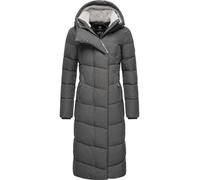 Ragwear Damen atmungsaktiver Wintermantel warmer wasserdichter Steppmantel lang mit Kapuze Pavla Long Grey Gr. S