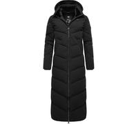 Ragwear Damen Wintermantel Warmer wasserdichter Steppmantel lang mit Abnehmbarer Kapuze Rebelka Extralong Black Gr. XS