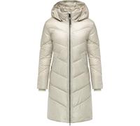 Wintermantel RAGWEAR "Rebelka Shiny", Damen, Gr. S (36), weiß (bone), Obermaterial: 100% Polyester, Innenfutter: 100% Polyester, Wattierung: 100% Polyester, modisch, figurumspielend knieumspielend, ho