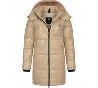 Ragwear Warmer Damen Wintermantel Shiny Steppmantel aus glänzendem Material mit Kapuze Roobie Long YOUMODO Taupe Gr. XL