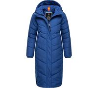 Ragwear Damen Winterjacke langer Regenmantel Steppmantel wasserdicht warm gefüttert mit Kapuze Suminka Blue Gr. M