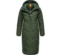 Ragwear Damen Winterjacke langer Regenmantel Steppmantel wasserdicht warm gefüttert mit Kapuze Suminka Dark Olive Gr. M