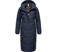 Ragwear Damen Winterjacke langer Regenmantel Steppmantel wasserdicht warm gefüttert mit Kapuze Suminka Navy Gr. XL