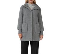 Wintermantel S.OLIVER BLACK LABEL, Damen, Gr. 44, grau, Web, Obermaterial: 63% Polyamid, 37% Polyester. Futter: 100% Polyester, unifarben, lässig geschnitten Po-bedeckend, Rundhals, Bündchen, Mäntel W