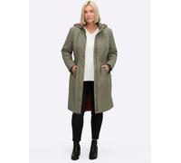 Wintermantel SHEEGO, Damen, Gr. 52, grün (khaki, rostrot), 64% Baumwolle, 36% Polyamid, Wattierung:100% Polyester, Mäntel Wintermantel (43029155-52) khaki, rostrot