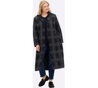 Wintermantel SHEEGO, Damen, Gr. 52, schwarz, graphit, gemustert, 100% Polyester, kariert, Mäntel Wintermantel (21816206-52) schwarz, graphit, gemustert